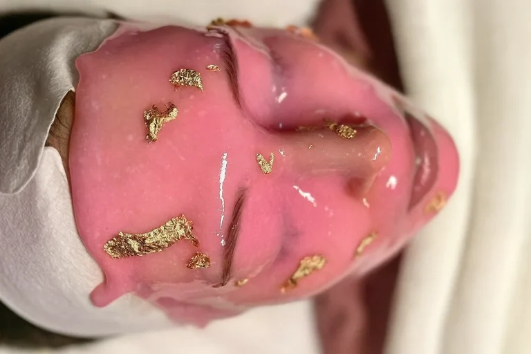 Firming and tightening jelly mask treatment improving skin elasticity in a professional spa